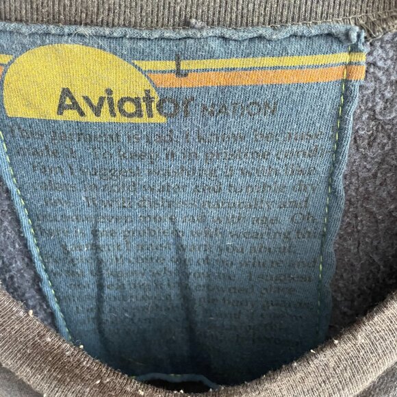 AVIATOR NATION - HAND DYED RELAXED CREW - TIE DYE VINTAGE Blue / Black - Large - Picture 3 of 3